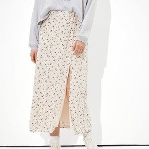 NWOT AE Floral Button-Up Slit Midi Skirt